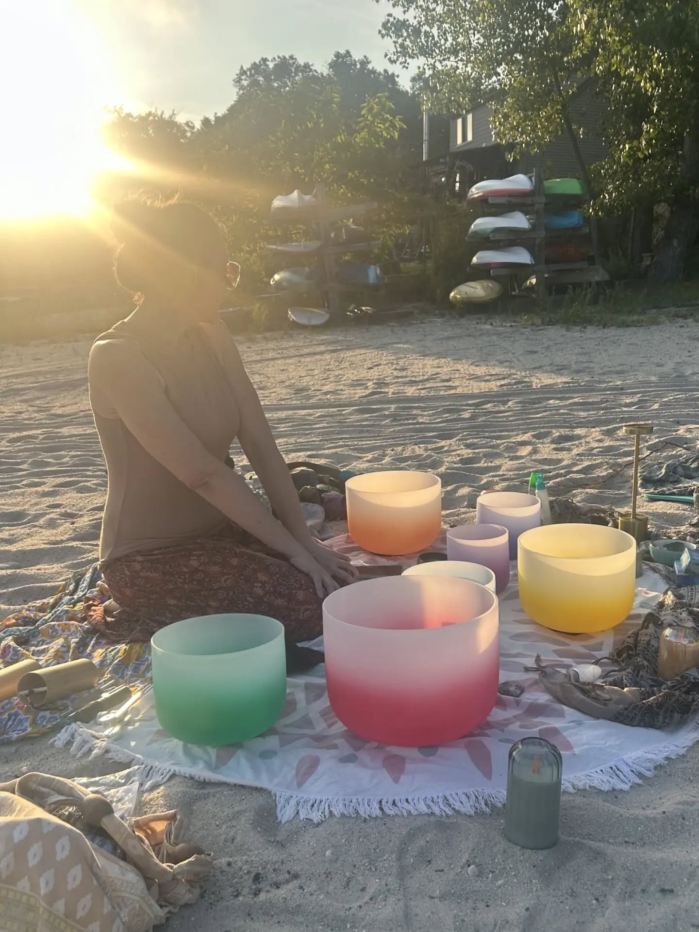 Kendra Beavis leading a sound circle
