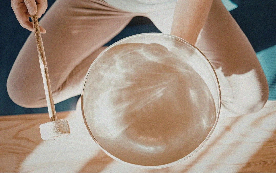 A singing bowl being struck